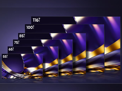 Nella foto, un'immagine promozionale ufficiale della nuova linea Hisense U7SG che mostra tutte le dimensioni incluse.