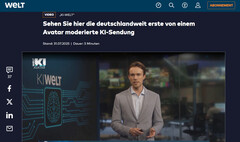 KI-Welt: Welt TV lancia il primo programma di notizie completamente prodotto dall&#039;AI in Germania (Fonte: Welt TV)