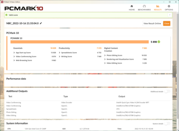 PCMark10 con l'adattatore di alimentazione inserito