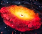 Una rappresentazione artistica della galassia CAPERS-LRD-z9 (Fonte: Erik Zumalt e l'Università del Texas ad Austin)