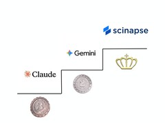 Un&#039;immagine illustrativa di come Scinapse si confronta con la concorrenza (Fonte: Google, Anthropic e Pluto Labs; modifica)