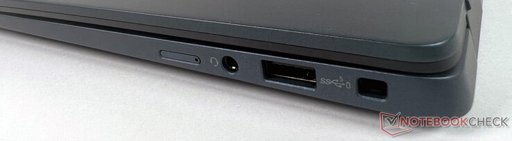A destra: 1x slot per scheda nano SIM, 1x audio, 1x USB-A, 1x Kensington