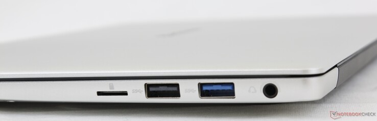 A destra: Lettore MicroSD, USB-A 2.0, USB-A 3.0, cuffie 3.5 mm