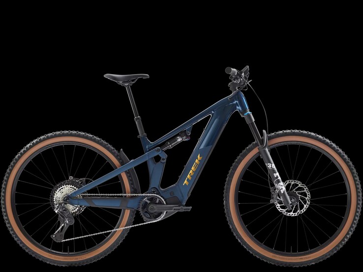 La Trek Powerfly+ FS 8 Gen 4 nella colorazione blue sage