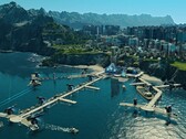Un'immagine che mostra una città futuristica nell'Anno 2205.