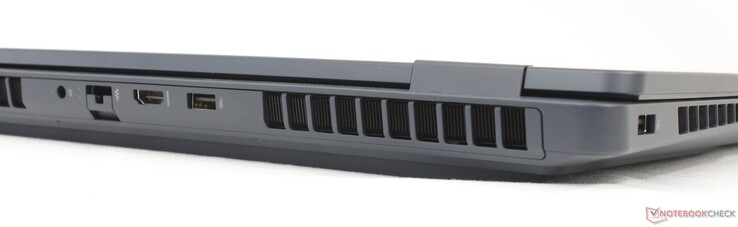 Pannello posteriore: alimentatore CA, RJ-45 (1 Gbps), HDMI 2.1, USB-A (10 Gbitps)