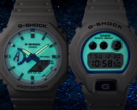 La serie Casio G-Shock Hidden Glow adotta un approccio luminoso con un'estetica bianca e blu accanto ai quadranti con lume. Nella foto da destra a sinistra - Casio DW-6900HDS-7A1 e Casio GA2100HDS-7A. (Fonte: Casio)