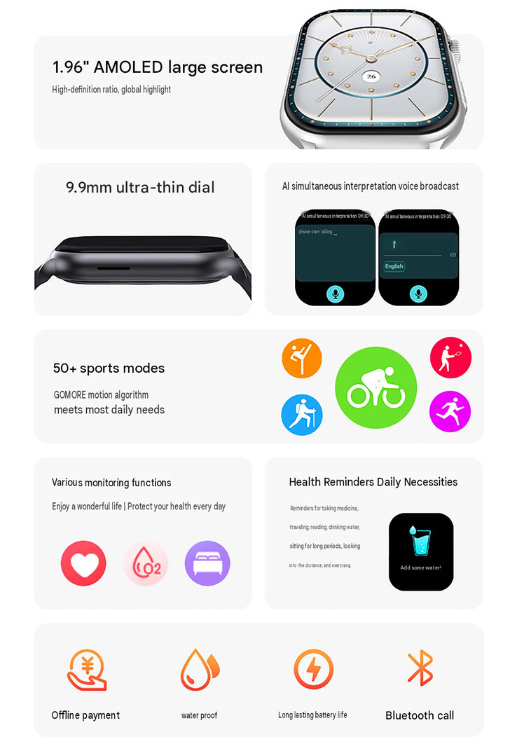 Caratteristiche principali dello smartwatch (traduzione automatica)