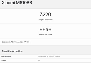 Elenco dei risultati del benchmark Geekbench 7 relativo allo Xiaomi 18 Pro non ancora lanciato
