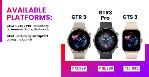 Amazfit GTR 3, GTR 3 Pro e GTS 3 sono ora disponibili in India. (Fonte: Amazfit)