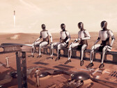I robot Tesla Optimus impiegati per il lavoro di costruzione su Marte. (Fonte: SpaceX)