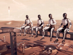 I robot Tesla Optimus impiegati per il lavoro di costruzione su Marte. (Fonte: SpaceX)
