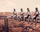 I robot Tesla Optimus impiegati per il lavoro di costruzione su Marte. (Fonte: SpaceX)