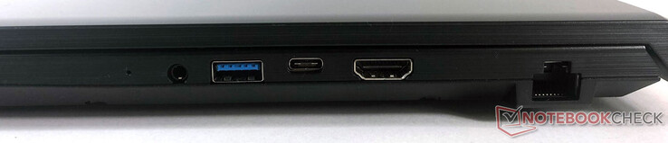 Lato Destro: 1x rete (RJ45), 1x HDMI, 1x USB 3.2 Gen 1 Type-C, 1x USB 3.2 Gen 1 Type-A, 1x audio combo