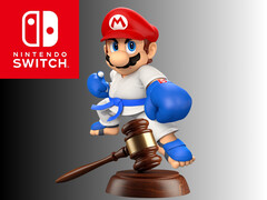 Un Mario combattente si è mostrato sopra il martelletto del giudice (Fonte: Nintendo of America con modifiche)