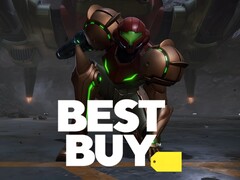 Samus di Metroid Prime 4: Beyond mostrata con il logo Best Buy (Fonte: Nintendo of America, Best Buy con modifiche)