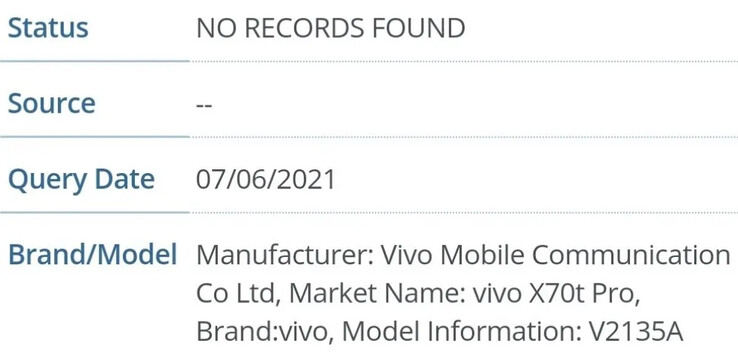 Il "Vivo X70t Pro/V2135A" spunta in nuove fughe di notizie. (Fonte: Geekbench via MySmartPrice)
