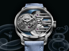 L&#039;Armin Strom Gravity Equal Force Ultimate Sapphire Blue (nella foto) ha una cassa in acciaio inossidabile di 41 mm che ospita una piastra del quadrante in zaffiro trasparente. (Fonte: Armin Strom)