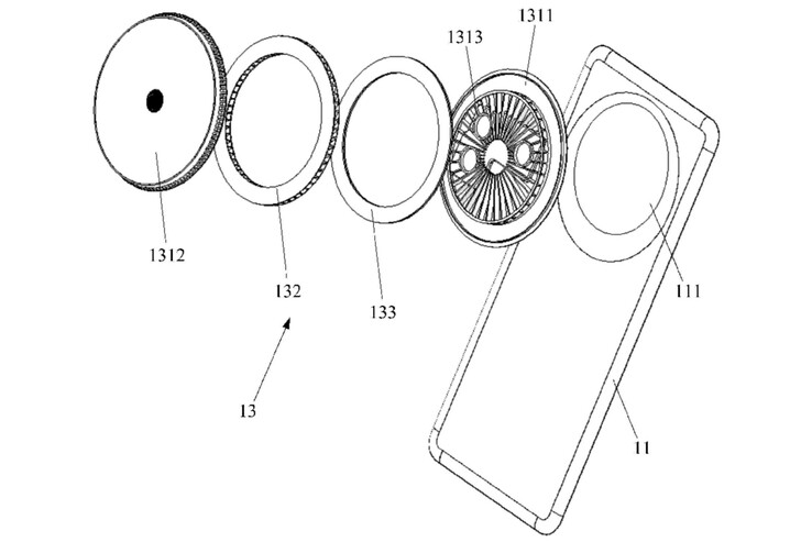 Schema dello smartphone con raffreddamento attivo di Huawei. (Fonte: Digital Chat Station via Weibo)