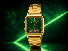 L’orologio Casio AQ-230GA-3AMQY presenta un design dai toni dorati