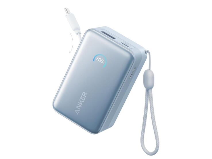 La Banca di energia Anker Nano (10K, 45W, cavo USB-C retrattile incorporato) in blu