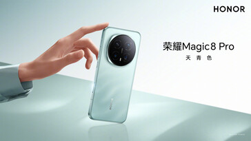 Il Magic 8 Pro in una colorazione turchese brillante (fonte: Honor)