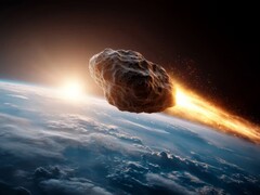 L&#039;asteroide 2024 YR4 potrebbe entrare in collisione con la Luna nel 2032. Impressione artistica di un asteroide che si avvicina al pianeta Terra. (Fonte immagine: mathiasalvez, Adobe Stock)