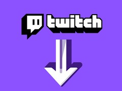 Il logo di Twitch con la freccia verso il basso sotto di esso (Fonte: Twitch con modifiche)