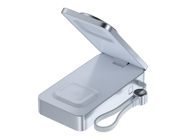 L'inedito power bank Ugreen ha un design pieghevole con un caricatore AirPods nascosto e un cavo incorporato. (Fonte: Wireless Power Consortium)