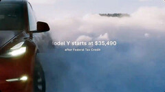 La pubblicità della nuova Model Y pubblicizza il calo di prezzo invernale (immagine: Tesla/X)