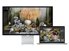 Render di Studio Display originale utilizzato con un MacBook. (Fonte immagine: Apple)
