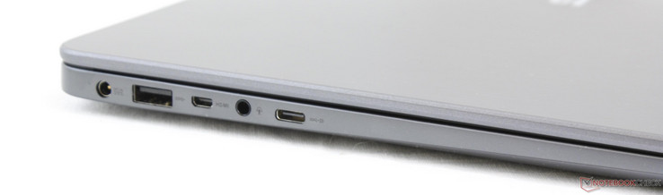 Lato sinistro: adattatore AC , Micro HDMI, 3.5 mm combo audio, USB 3.1 Type-C Gen. 1 (w/ DisplayPort support)