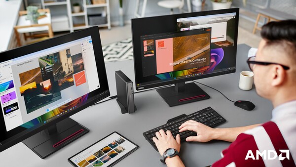 Il Lenovo ThinkCentre neo 55q Gen 6 può essere collegato a un massimo di tre monitor. (Fonte: Lenovo)