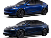 La Model Y nel nuovo colore Marine Blue rispetto al Deep Blue Metallic (in alto). (Fonte: Tesla)