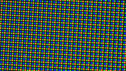 Il display OLED utilizza una matrice di sub-pixel RGGB composta da un LED rosso, uno blu e due verdi.