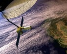 Un'immagine concettuale del satellite NISAR in orbita sopra la California (Fonte immagine: NASA e JPL-Caltech; ritagliata)