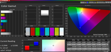 Spazio colore CalMAN (spazio colore target sRGB)