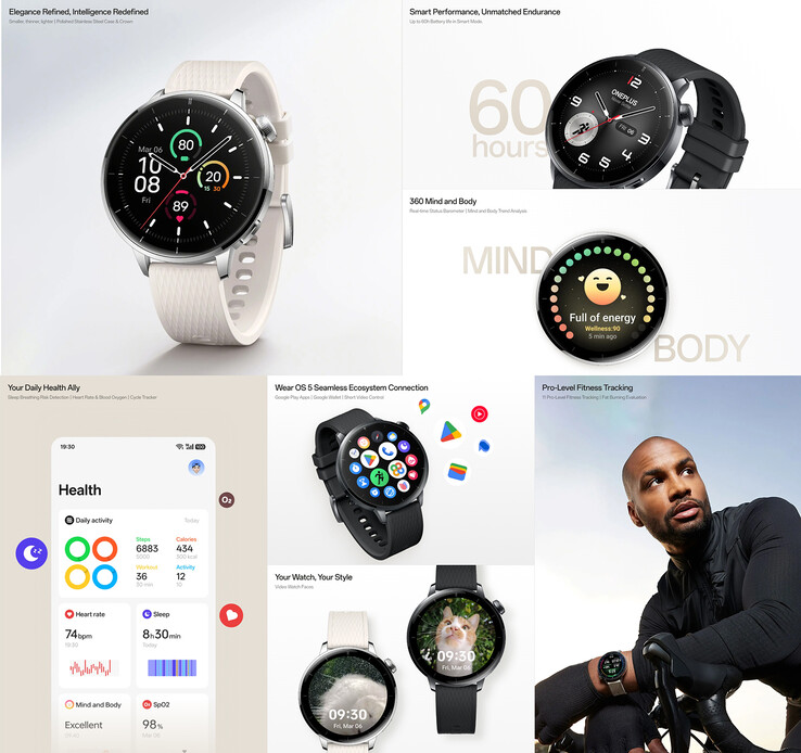 Principali caratteristiche del Watch 3 da 43 mm (Fonte: OnePlus)