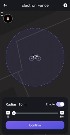 Se la bicicletta si allontana da un'area predefinita, scatta un allarme