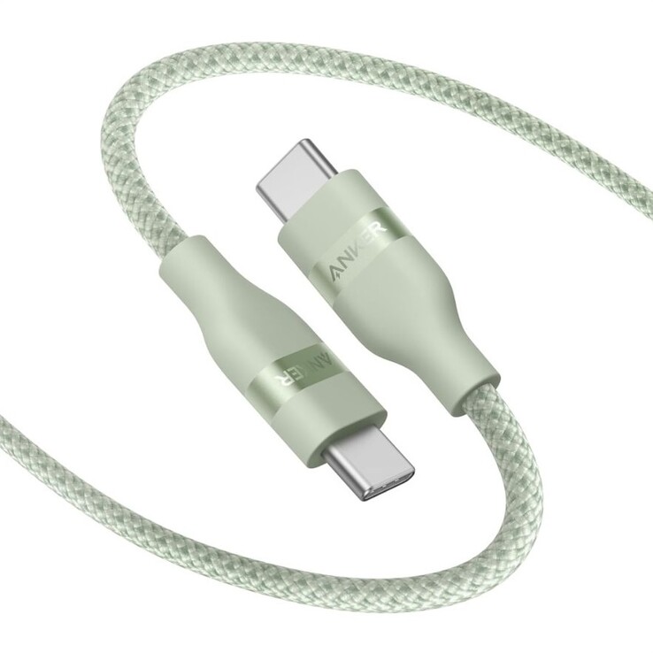 Il cavo da USB-C a USB-C di Anker (3 piedi, 240W, intrecciato in modo riciclato) in verde germoglio