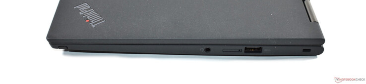 A destra: audio da 3,5 mm, micro SIM, USB-A 3.2 Gen 1, Kensington lock