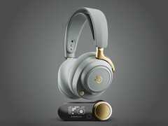 SteelSeries Arctis Nova Elite nella colorazione Sage & Gold con GameHub. (Fonte: SteelSeries)