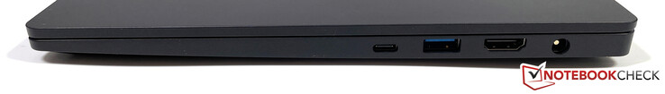 Destra: Thunderbolt 4 (DisplayPort 1.4, Power Delivery), HDMI 2.0b, USB-A 3.2 Gen. 1 (alimentato), alimentazione