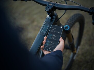 Il sistema DJI Avinox eMTB si integra con un'app per smartphone, ma c'è anche un display OLED da 2 pollici montato sul tubo superiore della bicicletta. (Fonte: DJI)