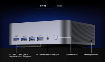 Parte anteriore: Connessioni esterne su Geekom GT1 Mega (Fonte: Geekom)