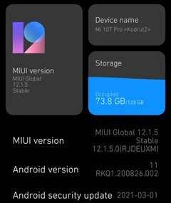 MIUI 12.1.5 su Xiaomi Mi 10T Pro dettagli dell'aggiornamento di aprile 2021 (fonte: Own)