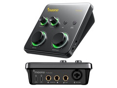 L'interfaccia audio Maono P1 è dotata di un connettore XLR/microfono e di un jack per strumenti da 1/4 di pollice.