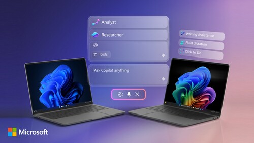 Microsoft Copilot mostrato sui computer portatili