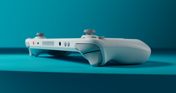 Lo Steam Deck OLED: Limited Edition White ha un pulsante di accensione arancione. (Fonte: Valve)