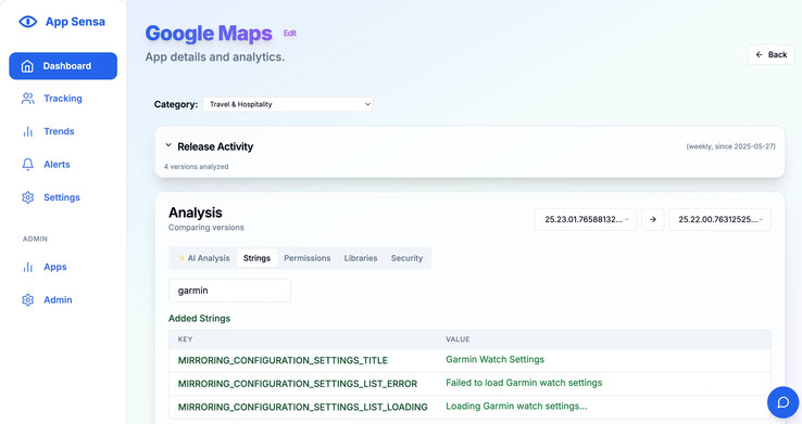 Analisi dei cambiamenti tra Google Maps 25.22.00 e 25.23.01. (Fonte immagine: u/bendotlc)